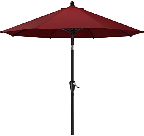 MasterCanopy 270 cm Sonnenschirm neigungsverstellbar, mit 8 Rippen und Kurbel, für Patio, Garten, Terrasse, Markt, Burgund