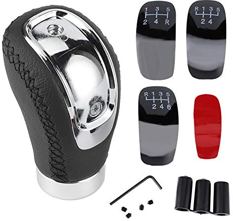 EVGATSAUTO Car Gear Schaltknauf, Universal Car Gear Schaltknauf Stick Head Shifter Hebel Handball Leder Universal für Auto(Schwarz)