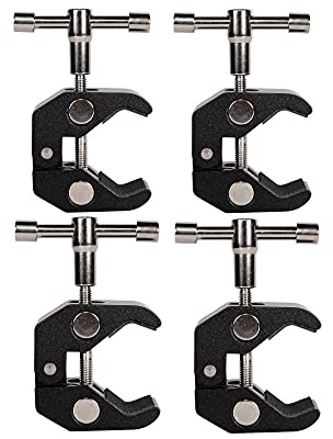 QYXINC 4Pack Super Clamp with 1/4 and 3/8 Thread for Photography,Camera Monitor, Plate Glass,LED Light, Umbrellas,Hooks, Shelves, Cross Bars,Photo Accessories