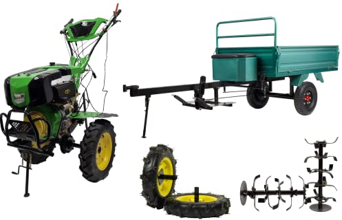 Bauen 214PDL+ Einachstraktor 10 PS Diesel, Zahnradantrieb, 1350 mm Arbeitsbreite, arbeitet bis zu einer Tiefe von 30 cm, 3 Gänge: 2 Vorwärts & 1 Rückwärts, Selbstfahrend, Ideal für die Eigenversorgung