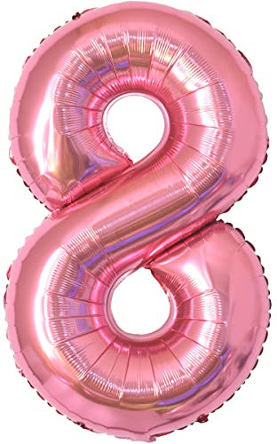 Geburtstag zahlen luftballon 8 jahre | Folienballon 8 XXL Rosa-Riesen Folienballon in 40 - 101cm Geburtstagsdeko - Ballon Zahl Deko zum Geburtstag - fliegt mit Helium