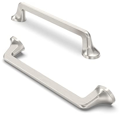FURNIWARE 10 Pack Cabinet Pulls, Hardware Drawer Handles, Zinc Alloy Kitchen Cabinet Door Handles Pull, Brushed Satin Nickel-128mm(5 Inch) Hole Center