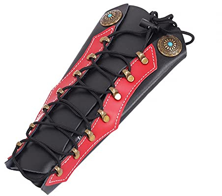 Bogenschießen Armschutz, Traditioneller Mittelalter Armschoner, PU Leder Arm Rüstung Manschette, Zubehör für Bogensport