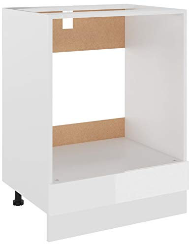 Tidyard Armadio,Armadietto,da Cucina,per Forno,Moderno,in Truciolato,Bianco Lucido,60x46x81,5 cm,Armadio Armadietto da Cucina per Forno da Muro Moderno,Mobile per Cucina Moderno