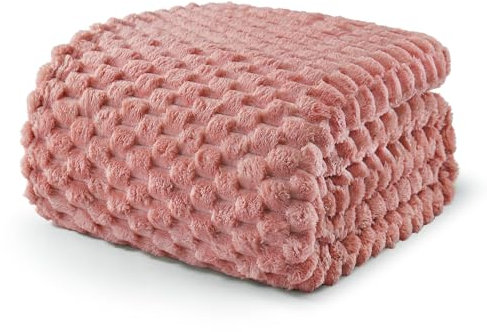 Exclusivo Mezcla Plaid Couverture Polaire 220 x 240 cm, Plaid Jeté de Canapé, Couverture pour Le lit léger Douillet et Moelleux pour Toute la Saison, Rose poussiéreux