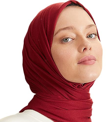 Premium Jersey Turban Kopftuch Schal Wrap Instant Hijab Für Damen | Instant Hijab | Schal Cap für Frauen Hijab Muslim (Burgundisch)