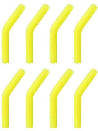 sourcing map 8uds Silicona Pajita Puntas, Silicona Pajita Codos Punta, Suave Reutilizable Metal Pajita Cubiertas para 6mm/0,24 OD Inoxidable Acero Pajitas, Amarillo