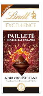 Lindt - Tablette EXCELLENCE Noir Pailleté Dentelle Caramel - Chocolat Noir, 100g