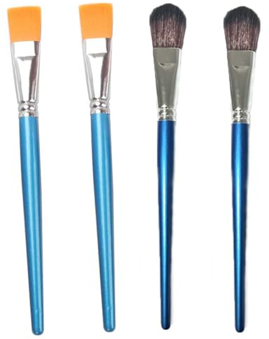 4 Pcs Mop Brush for Acrylic Painting Oval Blending Paint Brushes Flat Paint Brushes for Acrylic Painting for Acrylic Paint Watercolor Face and Body Art Painting
