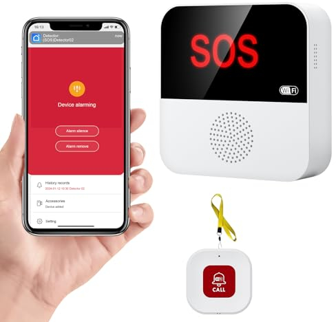 OOCOME Wireless Caregiver Seniors Pager Alarm, Personal Alarms for Elderly, SOS Elderly Alarm Call Button, Home Life Alert Wifi Smart Alarm System with Receiver and Call Bell Button