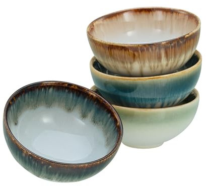 CreaTable, 21724, Serie Cascade, 4-teiliges Geschirrset, Sojaschalen Set aus Steinzeug, spülmaschinen- und mikrowellengeeignet, Qualitätsproduktion