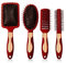 Anti Static Hair Brush Set - Oval, Round & Detangling Brushes - Vented Paddle Brush - Massage Bristles for Women & Men - Red