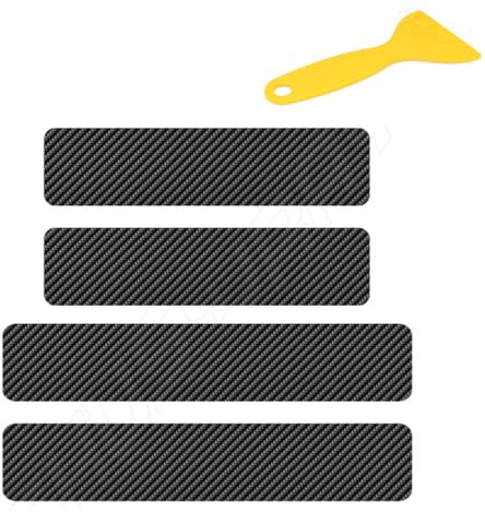 CHUSYYARY 4Pcs Car Door Sill Protector Strips,Carbon Fibre Look Scratch Guard Film, Anti-Slip Self-Adhesive Door Entry Guard Paint Protection for Boot Bumper (2x40cm+2x60cm, Black)