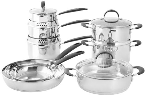 ProCook Gourmet Stainless Steel Cookware Set - 8 Piece, 14/16/18/20/24/28 cm, Induction Compatible Pans with Stay Cool Handles, Uncoated Pots and Frying Pans, Dishwasher Safe - 10 Year Guarantee