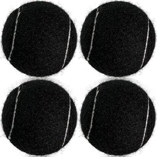 HiBallBall Tennisbälle, 4 Stück, Übungs-Tennisbälle für Anfänger, Training, Tennisbälle für Haustiere und Hunde, Schwarz