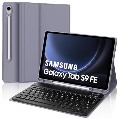 JADEMALL Coque Clavier pour Samsung Tab S9 FE 10.9/S10 FE 10.9, AZERTY Français Clavier Magnétique Détachable Bluetooth pour Samsung Galaxy Tab S9 FE 10.9/S10 FE 10.9, Violet