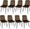 ANVOFONG Esszimmerstuhl 8er Set, Verdickte Holländischen Samt Kissen Esszimmerstuhl Geeignet für Esszimmer Küche Essen, Studie Lesen, Wohnzimmer Freizeit, Braun.
