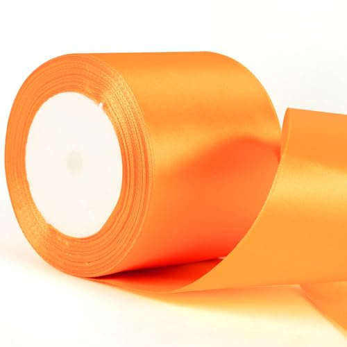 Nastro arancione largo 75 mm, nastro di Halloween, nastro arancione spesso 3 pollici per confezioni regalo, bouquet, artigianato, fiocchi per auto da matrimonio, decorazioni di Halloween