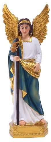 Erzengel Raphael Statue, 23cm Erzengel Raphael Figur aus Kunstharz, Religiöse Figuren Erzengel Raphael Skulptur Sammelfiguren Weihnachtsengel Figuren für Wohnzimmer Bücherregal Heimdekoration