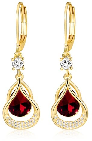 Miss Chipmunk Gold Januar Ohrringe 14K Gold Hängend Ohrringe Feine Schmuckstücke Geburtstagsgeschenke für Frauen