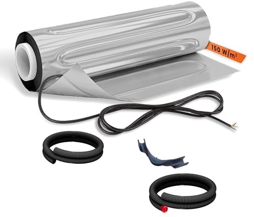 EH Expert AluPROFI -150 W/m²- 3,5 m² - Heizmatten-Set für schwimmende Bodenbeläge – Elektrische Fußbodenheizung für Vinyl, Laminat, Parkett, Teppich – mit Installationsmaterial - ohne Thermostat