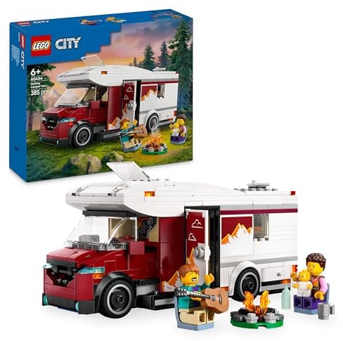 LEGO City Le Camping-Car d’Aventures - Jeu de Construction pour garçons et Filles dès 6 Ans - Inclut Un bébé, des Accessoires et Une Guitare - Idée de Cadeau d'anniversaire pour aventuriers 60454