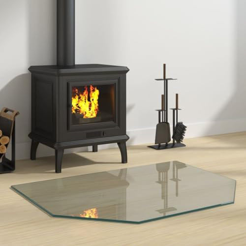 Homgoday Placa de Vidrio para Chimenea Hexagonal 80x60 cm Cristal TipoB