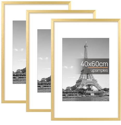upsimples 3 Pack Bilderrahmen 40x60, Gold Rahmen 40x60, Picture Frame für Fotos, Bilder, Poster