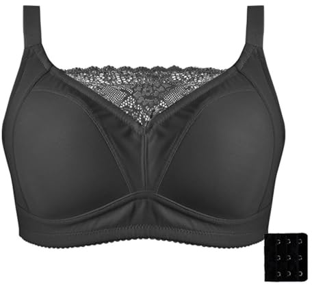 LRSSMB Postoperative Taschen-Mastektomie-BHs, Weiche Baumwoll-Brustprothese, Brustprothesen, Kabelloser Alltags-BH Ohne Stahlring(Black,100B)