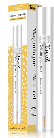 TagoZ Sérum Cils, serum cils croissance, soin nourrissant pour les cils et les sourcils, doux et non irritant, hydrate les racines, pour des cils plus longs et plus recourbés, 3 ml