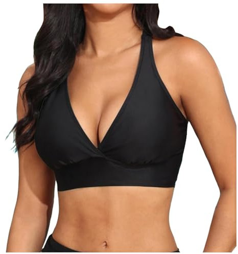 Generisch Damen Bikini Oberteil Push Up Triangel Bikini Top Sexy Halfter Self Tie Bademode Einfarbig Sommer Rückenfrei Swimsuit Bra mit Padded Bikini Bequeme Swimsuit Schnell Trocknend