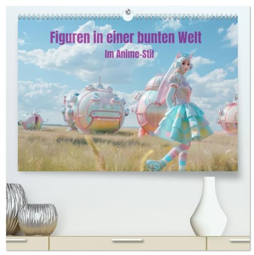 Figuren in einer bunten Welt - Im Anime-Stil (hochwertiger Premium Wandkalender 2026 DIN A2 quer), Kunstdruck in Hochglanz: Animewelt in zarten Farben (CALVENDO Spass)