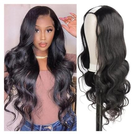 Perücke, Damenperücke mit U-Teil und gewelltem Ansatz – brasilianisches Remy-Haar, 25,4–66 cm(20inches)