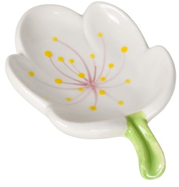 Céramique Fleur Porte Savon, Porte Soap avec Drain Mignon, Embellissements Porte Soap, Soap Dish Vidable Créatif pour Cuisine, Baignoire, Évier et Douche (Tulipes, Blanc)