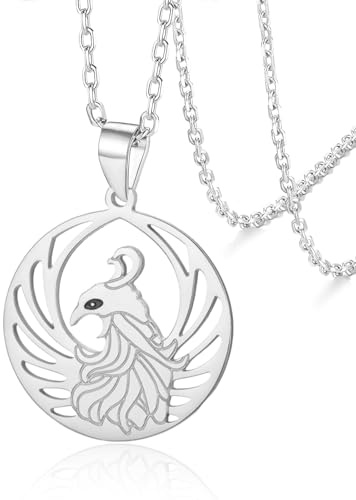 VASSAGO Phoenix Necklace for Women Stainless Steel Fire Bird Pendant Necklace Trendy Symbol of Luck and Renewal Jewelry Birthday Gifts