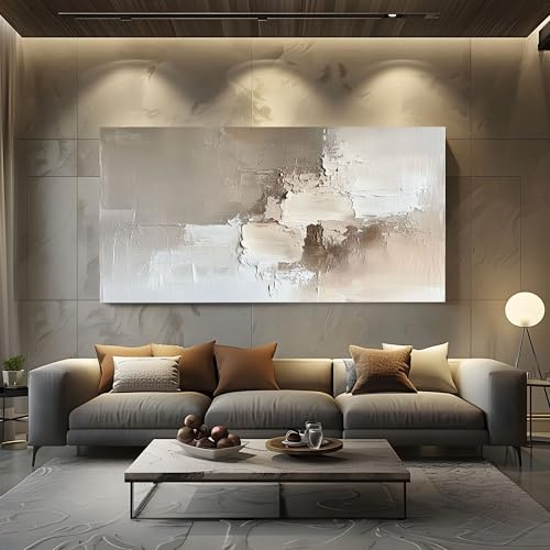 SKOEUI Wandbilder Wandbilder 80x160 cm Ohne Rahmen | Wohnzimmer Schlafzimmer Abstrakte Ölgemäldetextur Leinwand Bilder Hochwertiger Gemälde Beige Bilder Badezimmer