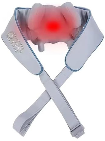 6D Nackenmassagegerät, Kabelloser Schulter- und Nackenmassager mit Knet Massage, 2 Heizstufen & waschbarem Bezug, für Nacken, Schulter, Rücken, Geschenke für Papa Mutter