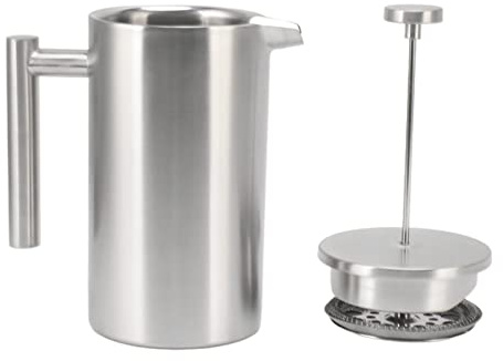 WIHFHGZ French Press Edelstahl Teezubereiter 1L Isolierte Kaffeepresse mit Filter - Rostfrei, Spülmaschinenfest, für Kaffee und Tee