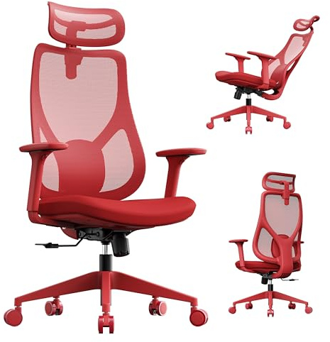 SENSE7 Drehstuhl ergonomischer Gaming Bürostuhl verstellbar 150 kg Rot | Schreibtischstuhl, Chefsessel, Schreibtischsessel, Computerstuhl, Bürosessel, für Home Office, für Erwachsene