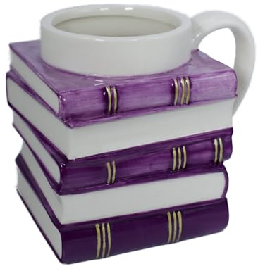 Book-Essentials Büchertasse im edlen Buchdesign – liebevolles Geschenk für Bücherliebhaberinnen & Leseratten – stilvolle Keramiktasse zum Lesen, Träumen & Genießen – Farbe Lila (Lila)