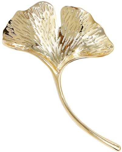Abaodam Goldene Ginkgo Biloba Brosche Damen Vintage Anstecknadel | Elegante Cardigan Clip Ginkgoblatt Corsage Schmuck für Kleider Anzug Schal Minimalistisches Schmuckgeschenk zum Geburtstag