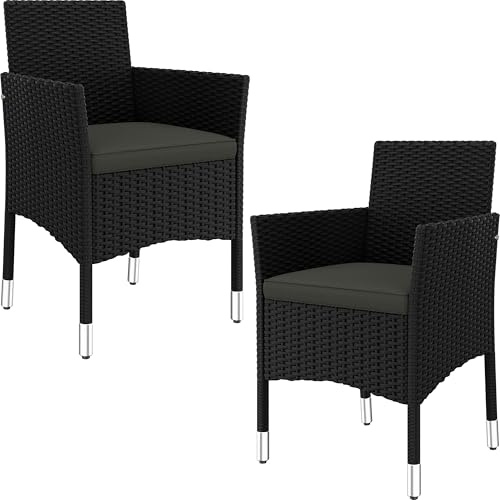 Yaheetech 2er Set Gartenstuhl aus Polyrattan, Gartenmöbel Set mit 2 Sessel