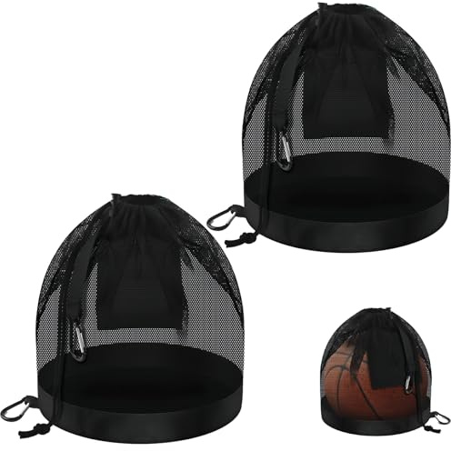 YEDOUALE 2pcs Bolsa Red Baloncesto Mochila portátil Saco Pelotas Oxford Grande Transpirable con cordón para fútbol Voleibol Gimnasio Playa Negro Uso Deportivo