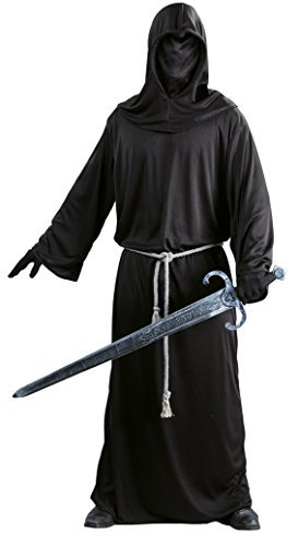 Fiestas Guirca Costume da Cavaliere Oscuro Mantello con Cappuccio e Maschera Uomo Nero