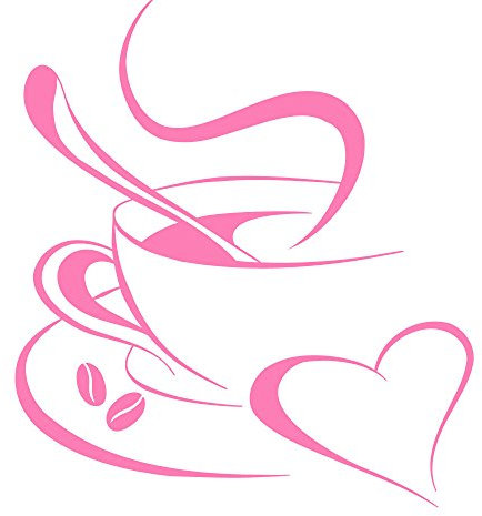 Grandora Wandtattoo Kaffetasse Herz I Hellrosa (BxH) 30 x 34 cm I Kaffee Tasse Bohnen selbstklebend Küche Aufkleber Wandaufkleber Wandsticker W3040