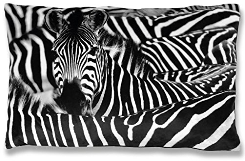 Bestlivings Kissenbezug mit Fotodruck 40x60cm, Flauschig weiche Kissenhülle, Bezug mit Reißverschluss, ideal für Dekokissen (Design: Zebra)