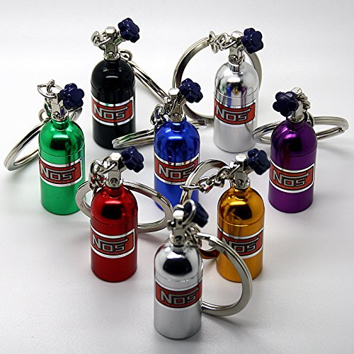LED-Mafia Porte-clés de luxe en métal - avec bouteille de gaz NOS - Noir, doré, rouge, vert, bleu, chromé - Pour voiture (chromé)