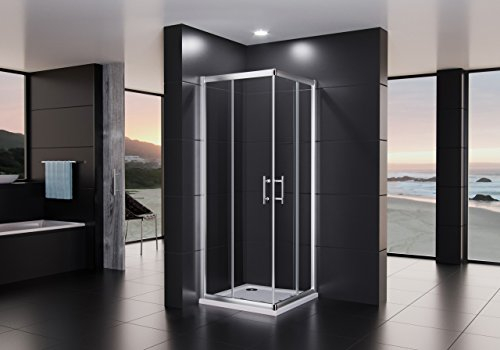 Duschmeister Duschkabine Royalux Neo 70x70 cm Höhe 195cm mit Nano Clean Versiegelung für Lotuseffekt Eckeinstieg mit Schiebetüren Duschabtrennung Glasabtrennung Dusche Glasdusche