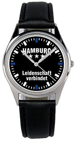 KIESENBERG Armbanduhr Hamburg Geschenk Artikel Idee Fan Damen Herren Unisex Analog Quartz Lederarmband Uhr 36mm Durchmesser B-2276