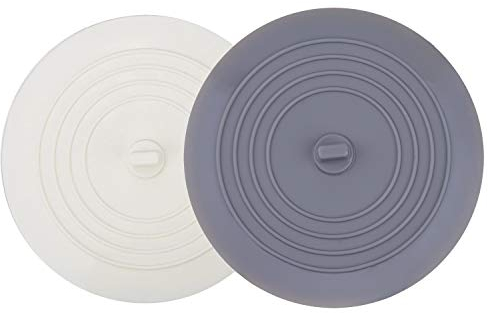 V-TOP Badewannenstopfen aus Silikon, 15,2 cm, Haarstopper, Flacher breiter Saugnapf, für Küche, Bad und Waschküche, 2 Stück